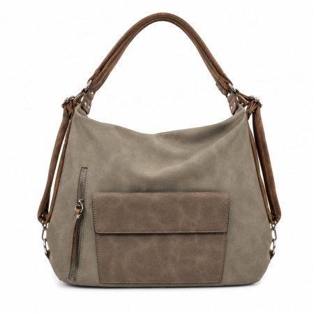 Borsete dama si barbati – organizare si stil - Stone Brown – Geanta Dama Gri tip Rucsac
