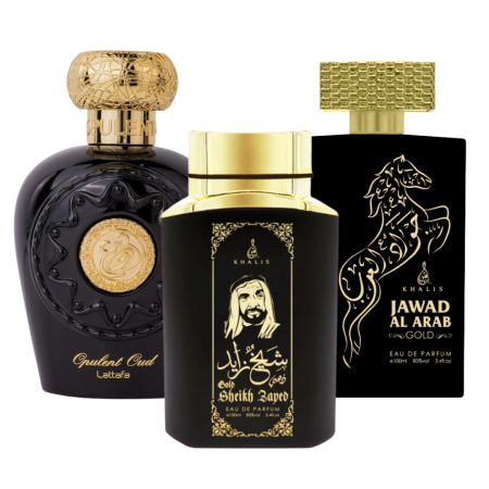 Pachete UNISEX - Pachet 3 parfumuri: Opulent Oud + Sheikh Zayed Gold + Jawad al Arab Gold