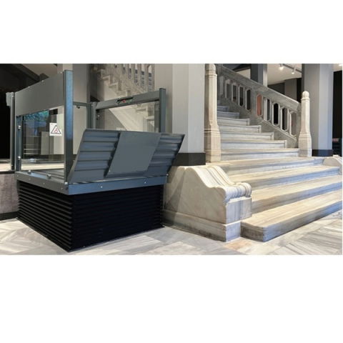 Platformă pentru persoane cu dizabilitati, h 100cm, cu 1 rampă | MKS-TRS-58-100-1R, hidraulica tip foarfecă, fără uși [1]