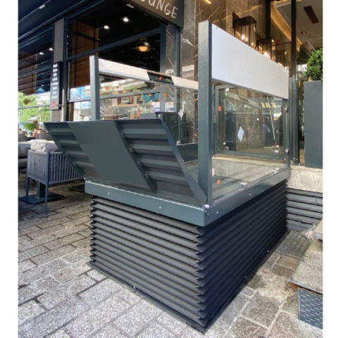 Lifturi pentru persoane cu dizabilitati - Platformă pentru persoane cu dizabilitati, h 130cm, cu 1 rampă | MKS-TRS-58-130-1R, hidraulica tip foarfecă, fara ușă