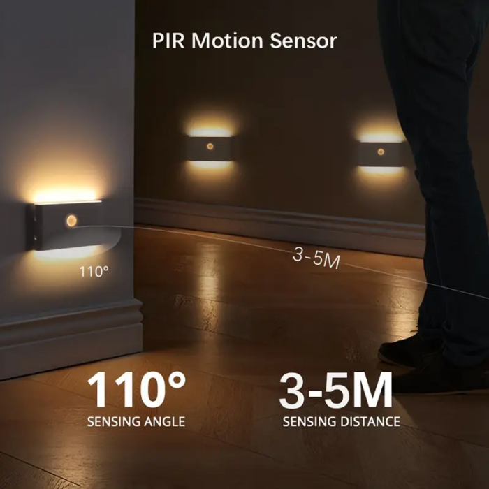 Lumina LED cu senzor de miscare SMART - lampa de veghe pentru noptiera , dulap, dormitor, baie, hol, [8]