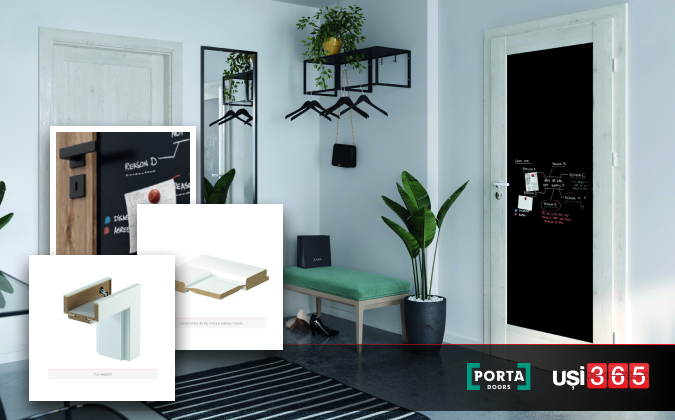 Usa de interior cu toc reglabil PORTA VERTE HOME - Model E0 cu tabla neagra [2]