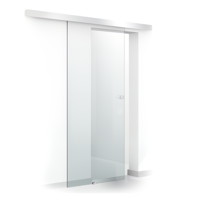 Usa glisanta din sticla securizata 8mm clara/mata aplicata pe perete - complet echipata [1]