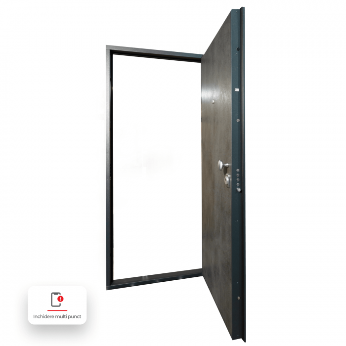 Usa metalica de intrare in apartament bicolora antiefractie RC3 - Culoare Ciment Inchis / Alb [3]
