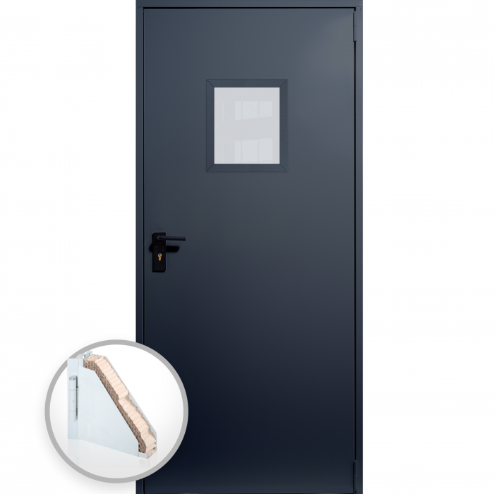 Usa metalica blat 40 mm din otel multifunctionala cu geam pentru boxa / magazie - RAL 7016 Gri Antracit [1]