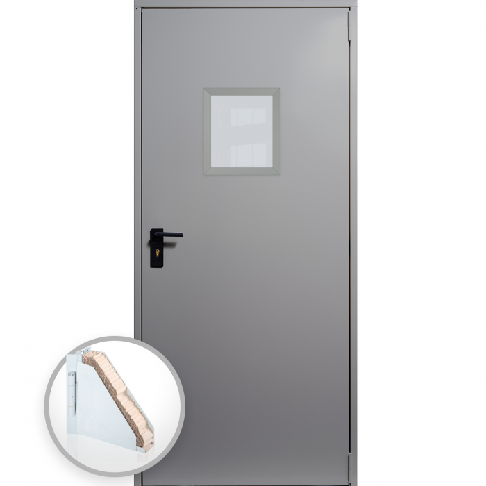 Usa metalica blat 40 mm din otel multifunctionala cu geam pentru boxa / magazie - RAL 7035 Gri Deschis [1]