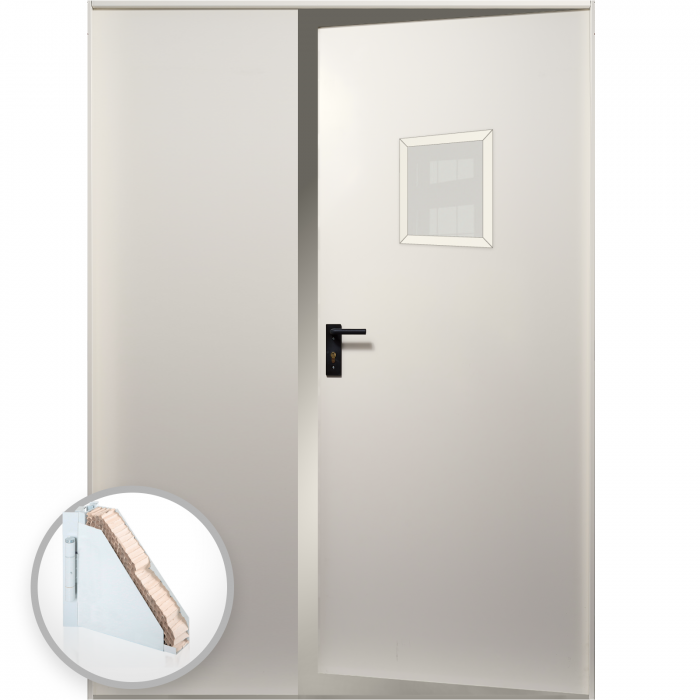 Usa metalica dubla cu geam blat 40 mm din otel multifunctionala pentru boxa RAL 9003 - invalid [1]