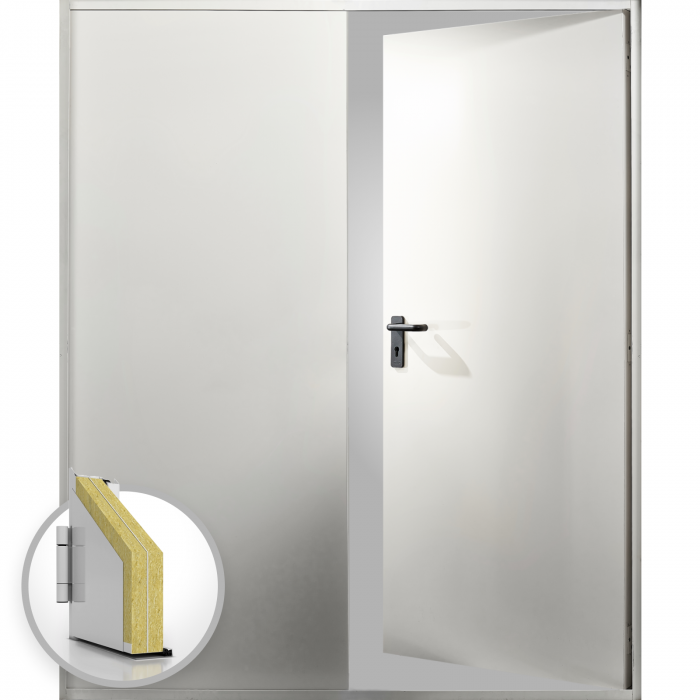 Usa metalica dubla blat 60 mm intrare secundara RAL 9001 - Crem - Usa dubla multifunctionala otel [1]
