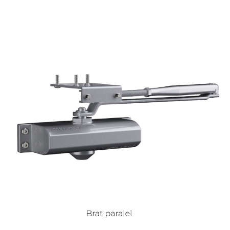 Amortizor hidraulic usi antifoc brat 'Hold Open' argintiu - cu blocaj pentru deschis [1]