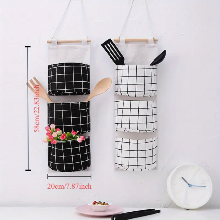 Set Carlig + Organizator textil pentru usa baie / bucatarie - Verde [4]