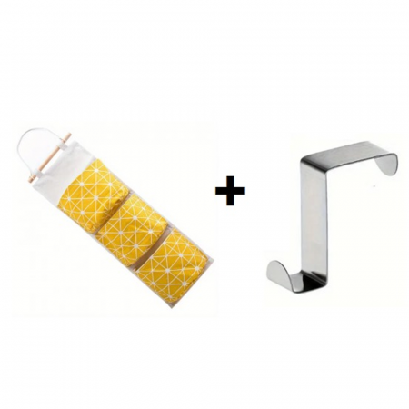 Premii cadou - Set Carlig + Organizator textil pentru usa baie / bucatarie - Verde