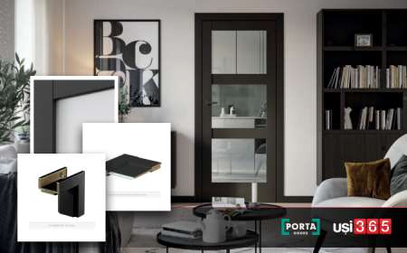 Usa cu toc reglabil PORTA VERTE HOME BLACK - Model B5 cu sticla transparent vospita [1]