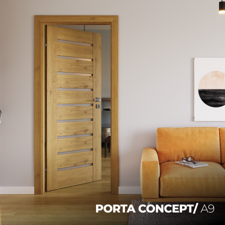 Usa de interior PORTA CONCEPT cu balamale ascunse - Model A9 cu sticla neagra [1]