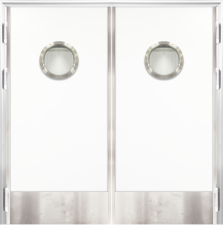 Usi dublu batante - Usa dubla flip-flap restaurant bucatarie cu geam hublou - dublu batanta cu deschidere 180 grade
