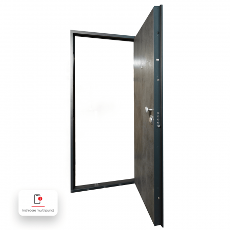 Usa metalica de intrare in apartament bicolora antiefractie RC3 - Culoare Ciment Inchis / Alb [2]