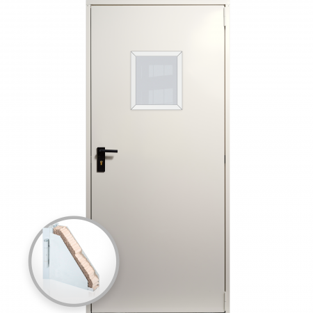 Usa metalica blat 40 mm din otel multifunctionala cu geam pentru boxa / magazie - RAL 9001 Alb - Crem [0]
