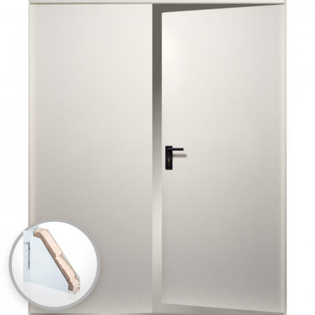 Usi Metalice Tehnice - Usa metalica dubla blat 40 mm din otel multifunctionala pentru boxa RAL 9001 / Alb Crem
