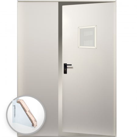 Usi Metalice Tehnice - Usa metalica dubla cu geam blat 40 mm din otel multifunctionala pentru boxa RAL 9003 - invalid