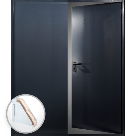 Usi Metalice Tehnice - Usa metalica dubla blat 60 mm intrare secundara - RAL 7016 - Gri Antracit - Usa dubla multifunctionala otel