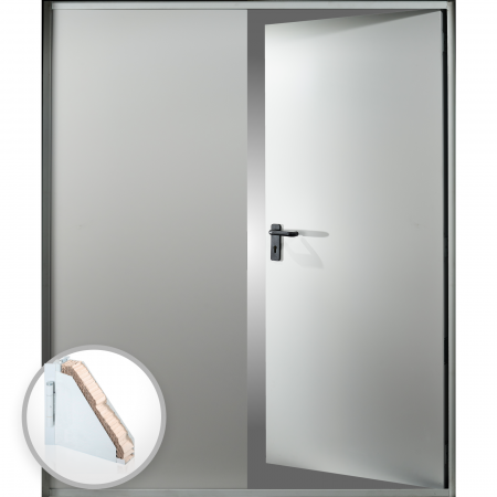 Usi Metalice Tehnice - Usa metalica dubla blat 60 mm intrare secundara - RAL 7035 - Gri Deschis - Usa dubla multifunctionala otel