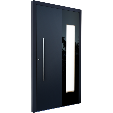 Usi de intrare in casa - Usa metalica pivotanta de intrare in casa cu geam ��� Model PIVOT, gri antracit RAL 7016