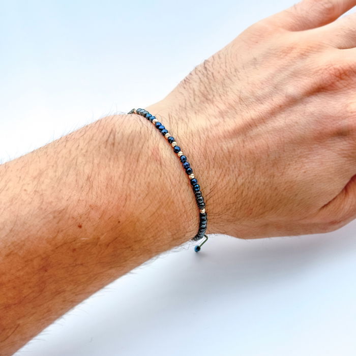 Bratara din Snur cu Bile Aur 14K si Hematit, Pietre semipretioase [2]