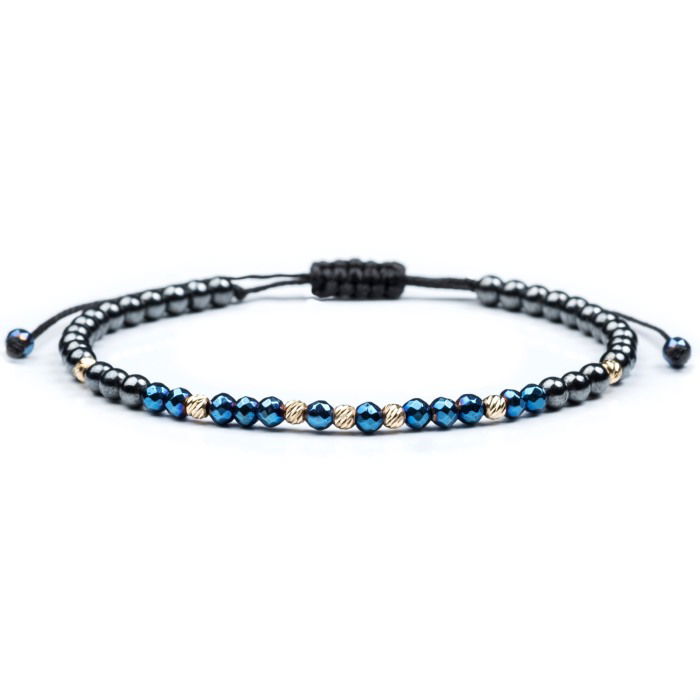 Bratara din Snur cu Bile Aur 14K si Hematit, Pietre semipretioase [1]