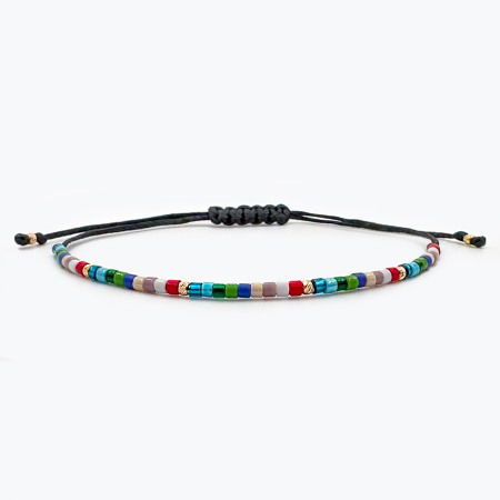 Bratari Ⓥ Aur - Bratara cu Snur Velar cu Miyuki Colorat si Bile Aur 14K