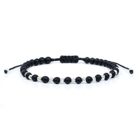 Colectia de Bratari Velar - Bratara Velar cu Onix Mat si Bile din Argint 925