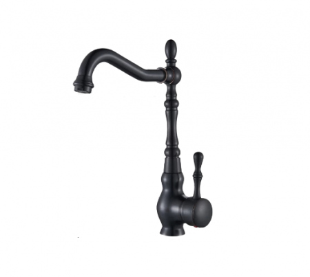 Baterii Bucatarie - Baterie bucatarie clasica, inalta, negru cu bronz pe margin