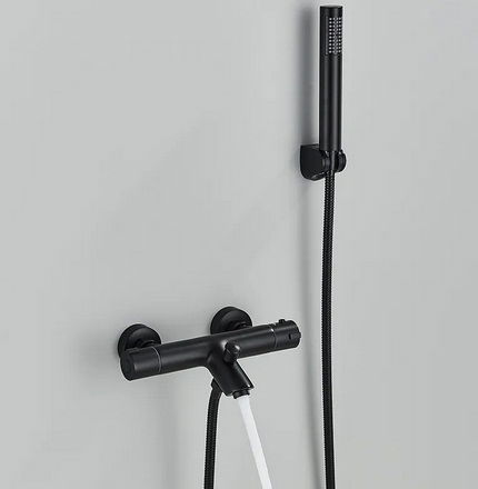 Baterii Cada - Baterie cada, negru mat, cu termostat