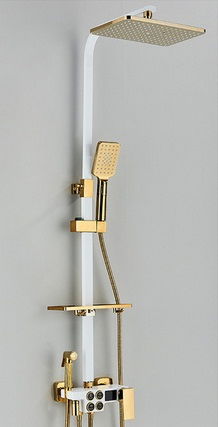 Coloane de Dus - Coloana Dus cu termostat si afisaj de temperatura, alb-auriu