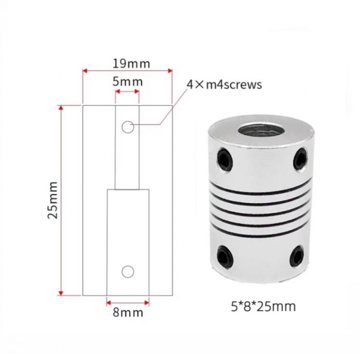 Cuplaj flexibil / elastic 5*8mm argintiu [4]