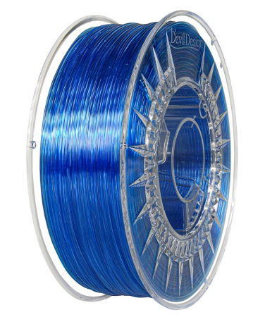 Devil Design - Filament PETG Albastru Translucid (Super Blue Transparent) 1.75mm, 1kg