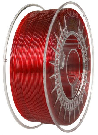 Devil Design - Filament PETG Rosu Rubin Translucid (Ruby Red Transparent) 1.75mm, 1kg
