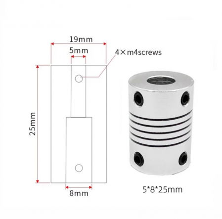 Cuplaj flexibil / elastic 5*8mm argintiu [3]