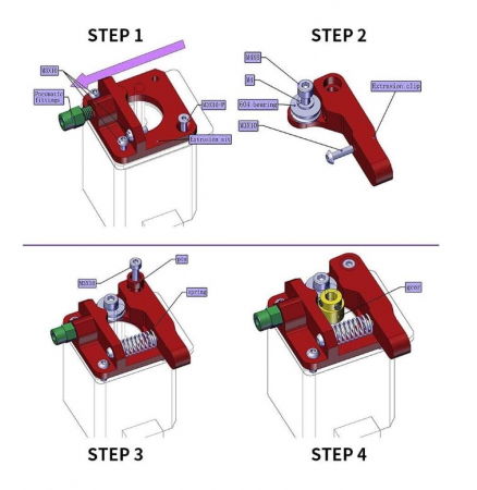 Kit impingator filament 1.75mm, Extruder Bowden MK8, dreapta [4]