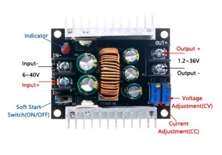 Sursa coboratoare de tensiune, 300W 20A, reglabila de la 6-40 la 1.2-36 V DC [4]