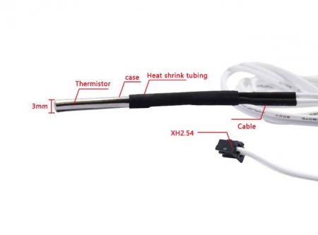 Termistor HT-NTC100K, conectori XH2.54 2 pini, cablu 1m [5]