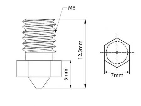 Duza alama 0.2mm filet M6 hexagon 7mm pentru cap imprimanta 3D [2]