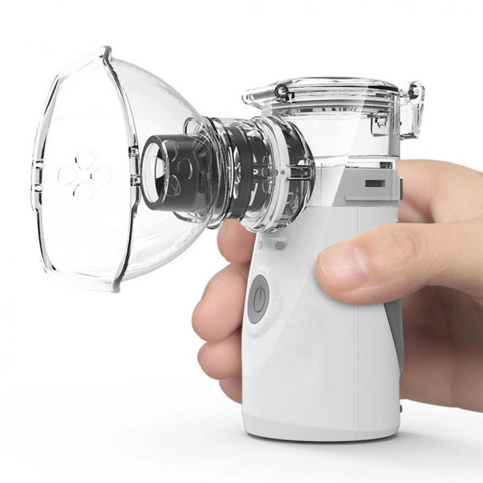 Aparat aerosoli FIGGA® NEB-01, Nebulizator copii si adulti, portabil, tehnologie Mesh, 2 trepte putere, silentios, tip alimentare Baterii sau la Retea cablu 2 m, culoare Alb/Gri [3]