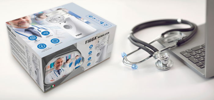 Aparat aerosoli FIGGA® NEB-01, Nebulizator copii si adulti, portabil, tehnologie Mesh, 2 trepte putere, silentios, tip alimentare Baterii sau la Retea cablu 2 m, culoare Alb/Gri [9]