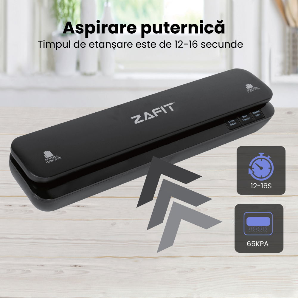 Aparat de vidat alimente ZAFIT™ VID-360W, 30 cm bara de lipire, 10 pungi incluse, Negru [6]