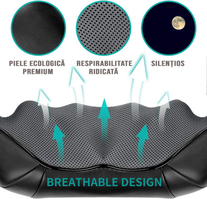 Aparat profesional masaj electric FiGGA® pentru gat si spate, cu incalzire, cervical, lombar, abdomen si picioare, miscari 3D, relaxare musculara, utilizare acasa, la birou si in masina [5]