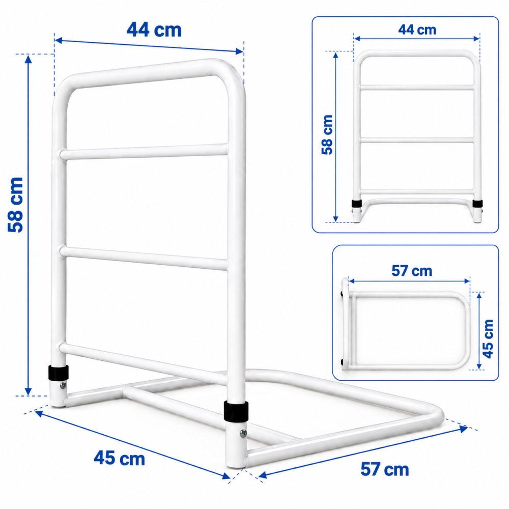 Bariera protectie pat metalica, bara laterala pentru adulti, batrani si copii, 58 × 44 cm [4]