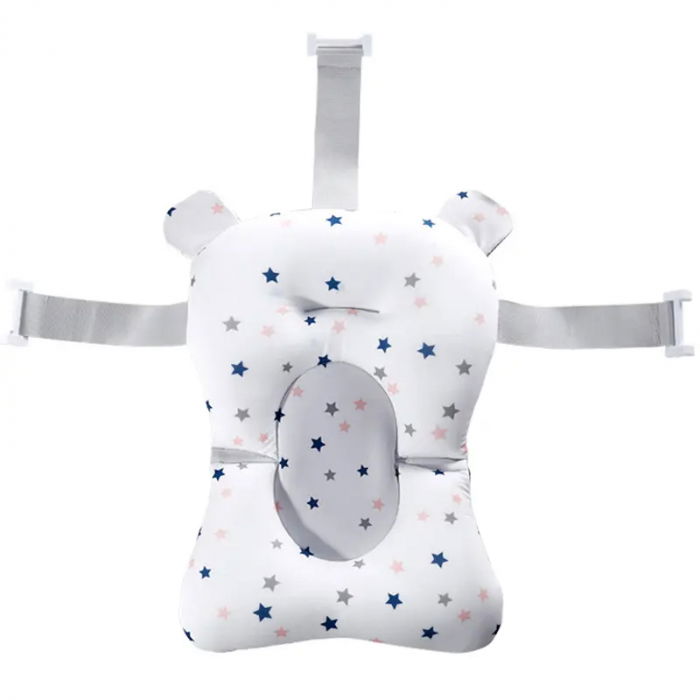 Cadita bebe cu suport FiGGA®, 0-48 luni, portabila, extra pliabila, termometru, picioare antiderapante, suport cap de dus, Roz [2]