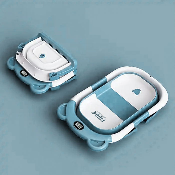 Cadita bebe cu suport FiGGA®, 0-48 luni, portabila, extra pliabila, termometru, picioare antiderapante, suport cap de dus, Verde [6]