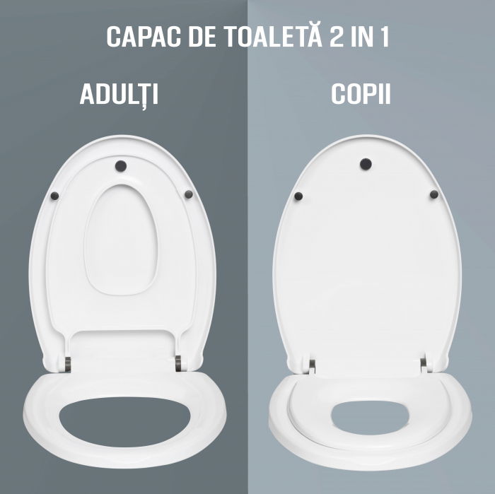Capac WC ZAFIT® cu reductor si inchidere lenta Soft Close, 2 in 1 Adulti si Copii, Universal, compatibil cu toate vasele de toaleta [7]