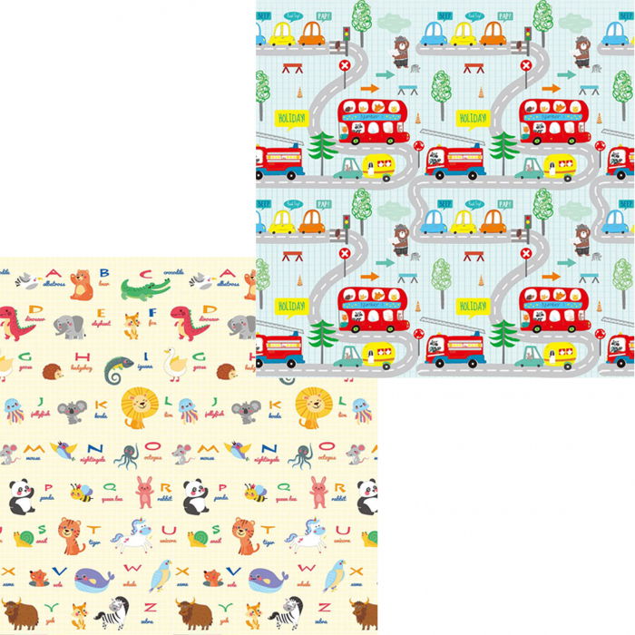 Covor de joaca FiGGA® pentru copii 200 x 180 cm, Spuma protectie, Termoizolant, Pliabil, 2 fete, Covoras bebe interactiv si educativ pentru activitati de joaca a bebelusului, Print 06 [1]