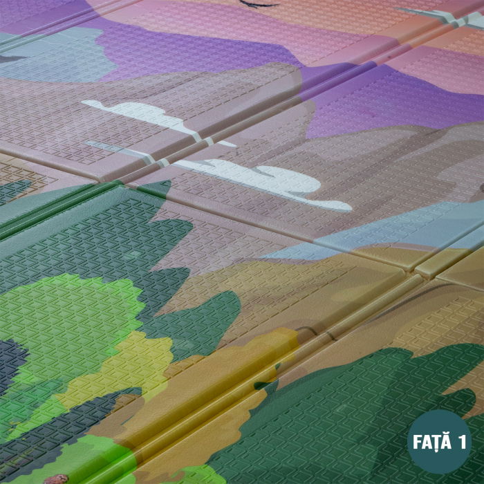 Covor de joaca FiGGA® pentru copii 200 x 180 cm, Spuma protectie, Termoizolant, Pliabil, 2 fete, Covoras bebe interactiv si educativ pentru activitati de joaca a bebelusului, Print 04 [3]